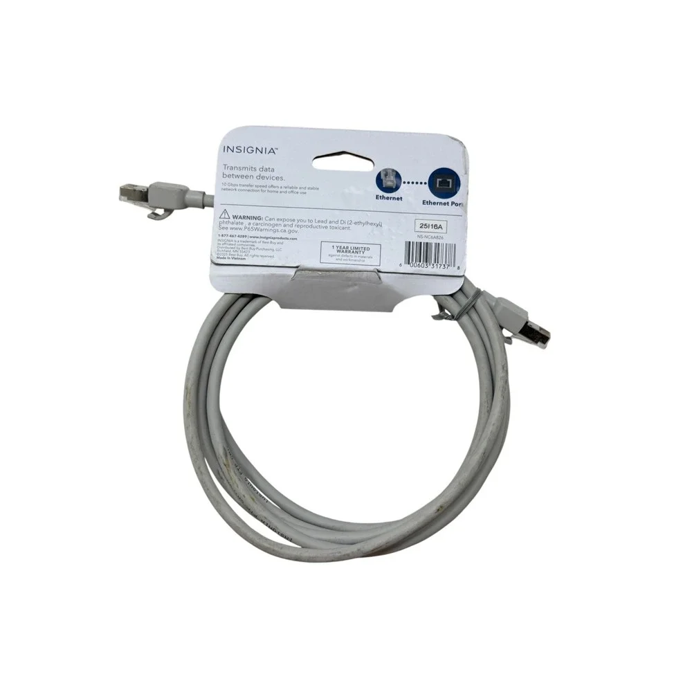 Insignia Ethernet Cable Unisex 8ft Gray Cat 6A 10Gbps S/FTP NS-NC6A826